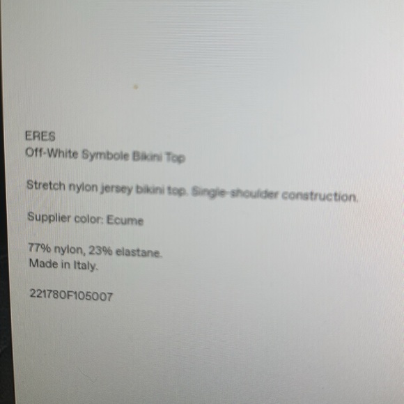 Eres off white symbols bikini top. Authentic size 42 from SSense. Like new. - Picture 11 of 11